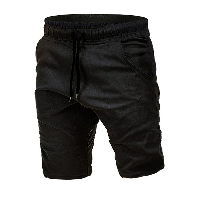 Men's Solid Color Tethered Casual Shorts