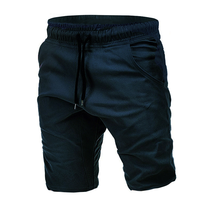 Men's Solid Color Tethered Casual Shorts