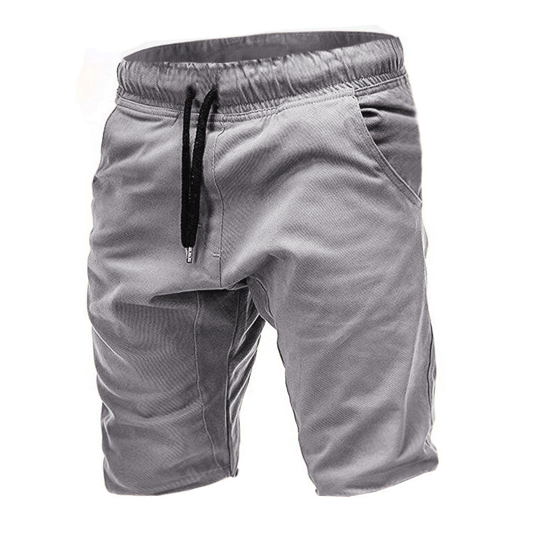 Men's Solid Color Tethered Casual Shorts