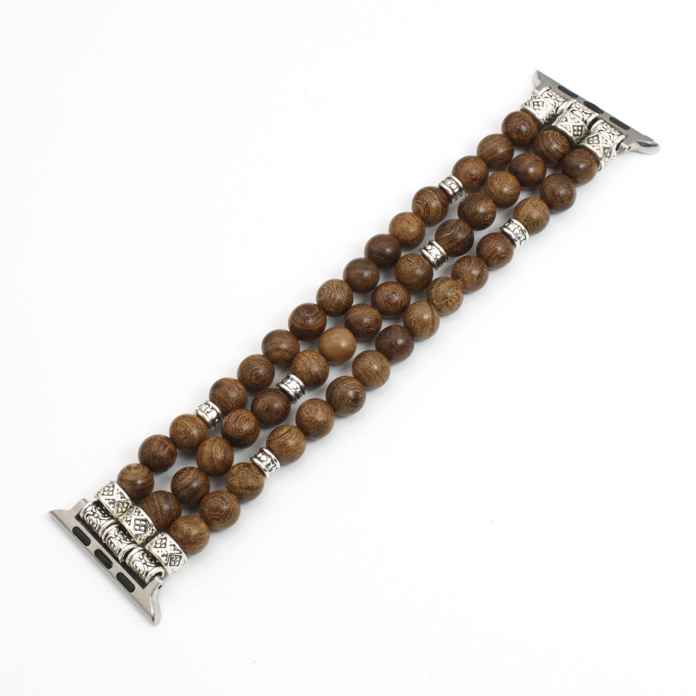 Solid Wood Bead Bracelet With Strap